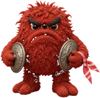 Crabby Kai, a felt monster from Musubi War