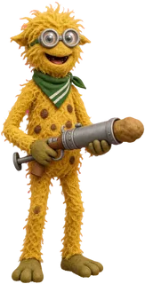 Spud Kalani, a felt monster from Musubi War